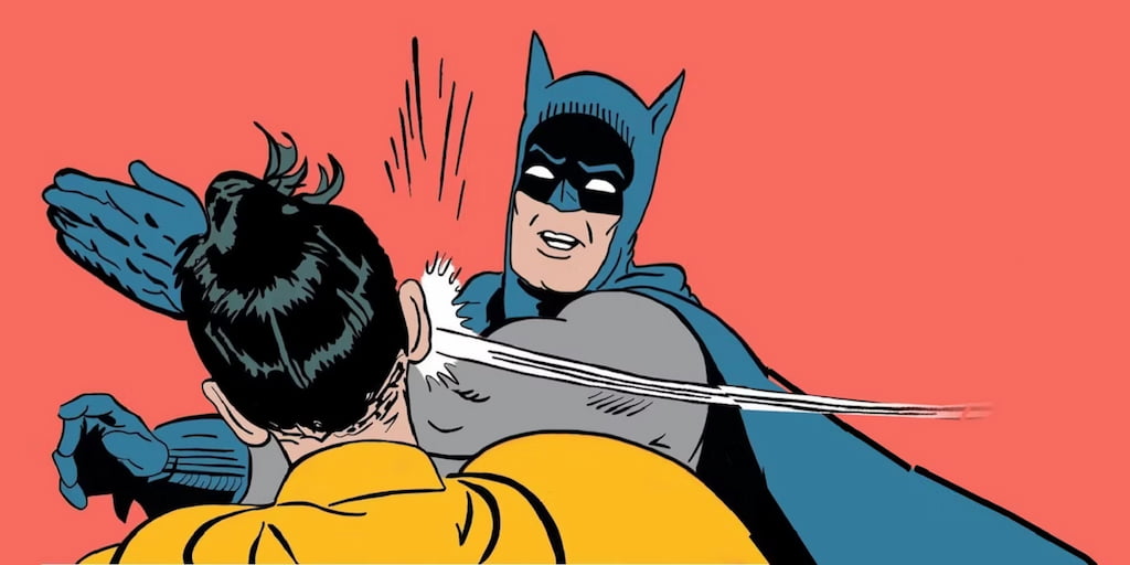 Batman slapping Robin